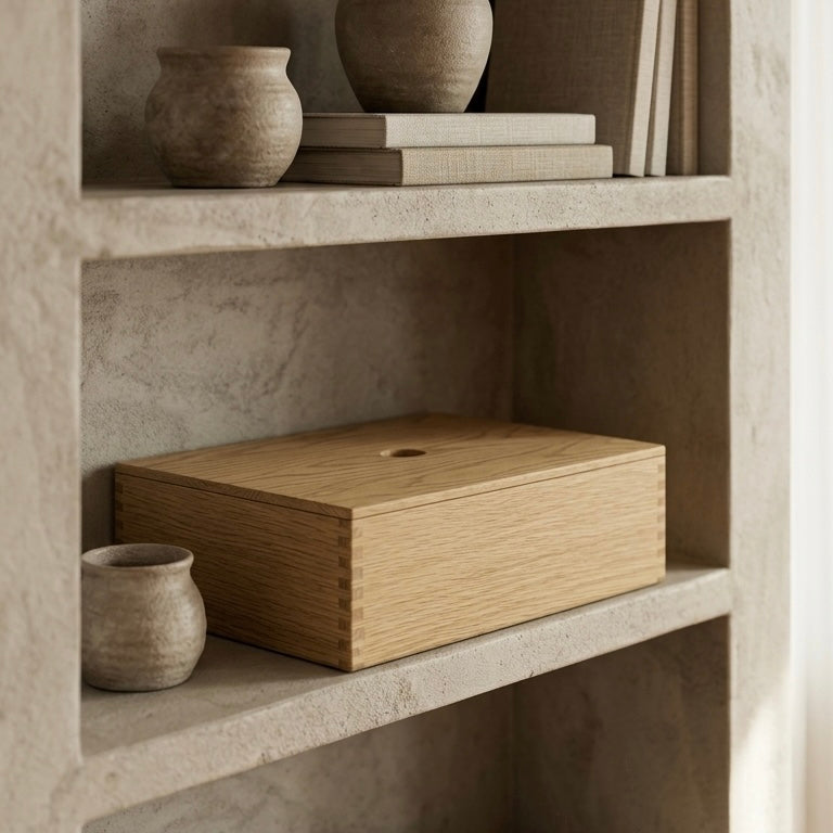 Opbevaringskasse i egetræ